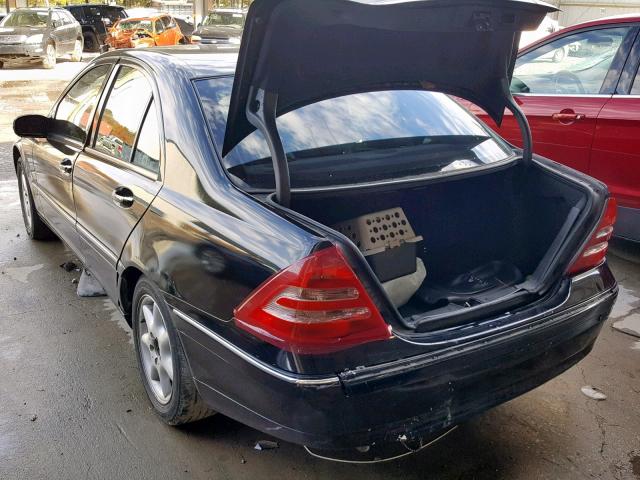 WDBRF61J92F248004 - 2002 MERCEDES-BENZ C 240 BLACK photo 3