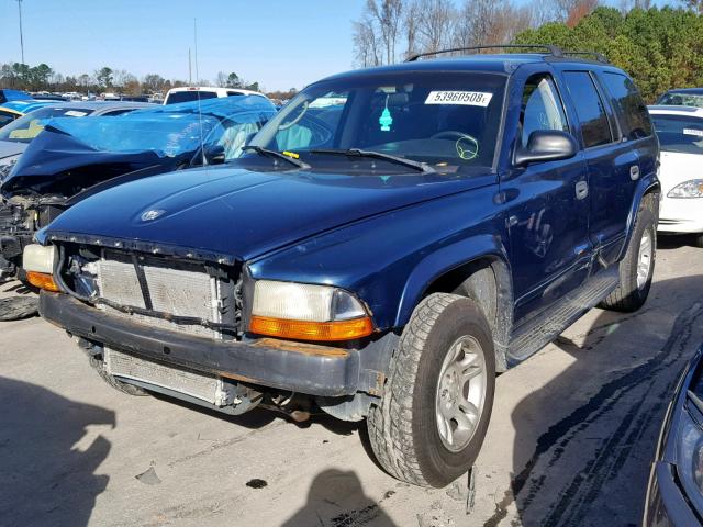 1B4HS48NX2F203222 - 2002 DODGE DURANGO SL BLUE photo 2