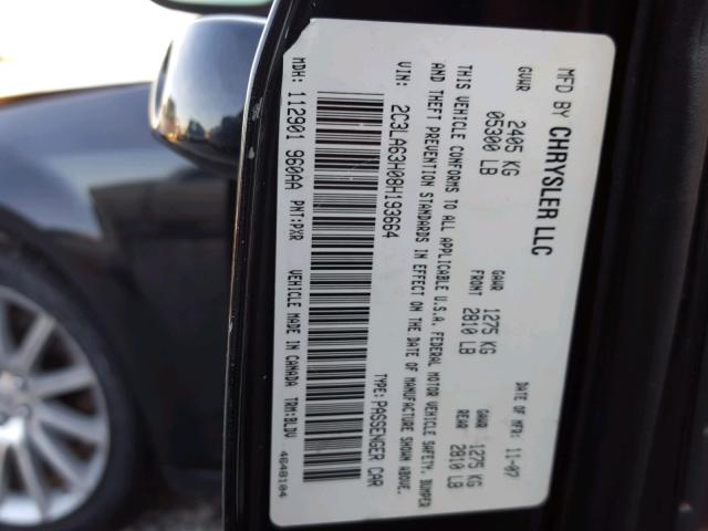 2C3LA63H08H193664 - 2008 CHRYSLER 300C BLACK photo 10