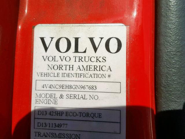 4V4NC9EH8GN967683 - 2016 VOLVO VN VNL RED photo 10