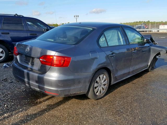 3VW2K7AJ6EM221090 - 2014 VOLKSWAGEN JETTA BASE GRAY photo 4