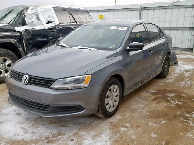 3VW2K7AJ7EM331517 - 2014 VOLKSWAGEN JETTA BASE GRAY photo 2