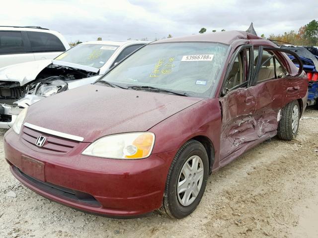 2HGES16543H551400 - 2003 HONDA CIVIC LX BURGUNDY photo 2