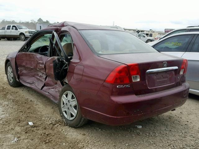 2HGES16543H551400 - 2003 HONDA CIVIC LX BURGUNDY photo 3