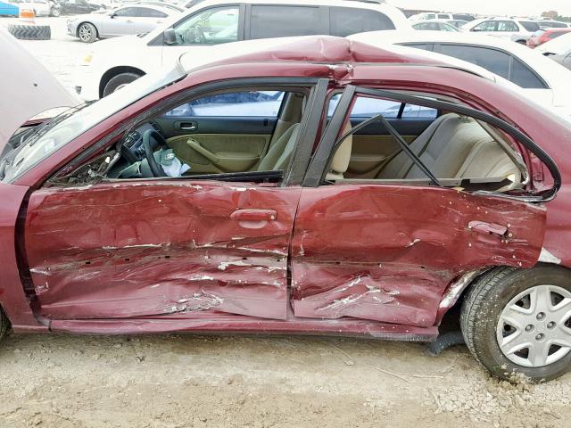 2HGES16543H551400 - 2003 HONDA CIVIC LX BURGUNDY photo 9