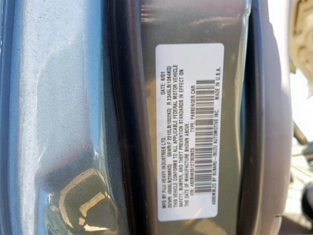 4S3BH635127303925 - 2002 SUBARU LEGACY L GREEN photo 10