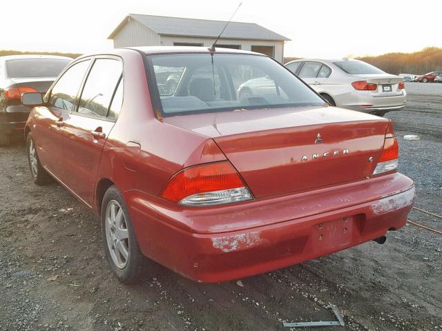 JA3AJ36E02U003044 - 2002 MITSUBISHI LANCER LS RED photo 3