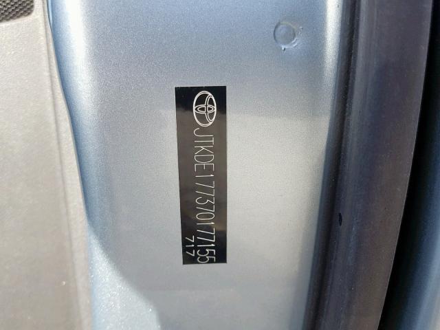 JTKDE177370177155 - 2007 TOYOTA SCION TC ლურჯი ფოტო 10