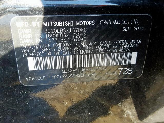ML32A4HJ6FH013200 - 2015 MITSUBISHI MIRAGE ES BLACK photo 10