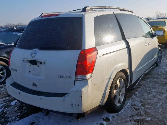 5N1BV28U94N335890 - 2004 NISSAN QUEST S WHITE photo 4