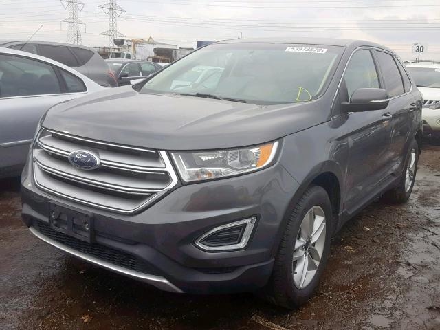 2FMTK4J89FBB16853 - 2015 FORD EDGE SEL GRAY photo 2