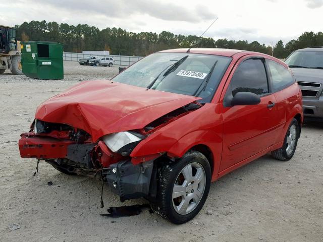 1FAFP31N67W341255 - 2007 FORD FOCUS ZX3 RED photo 2