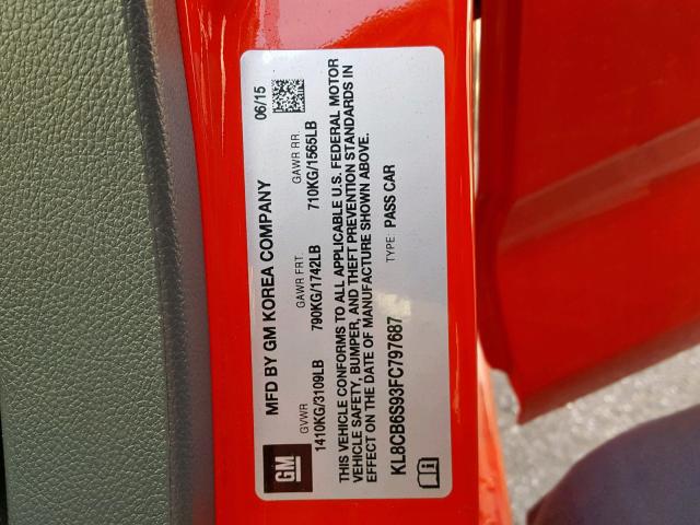 KL8CB6S93FC797687 - 2015 CHEVROLET SPARK LS RED photo 10