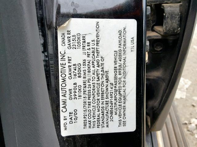 2CNBE634916921410 - 2001 CHEVROLET TRACKER LT BLACK photo 10