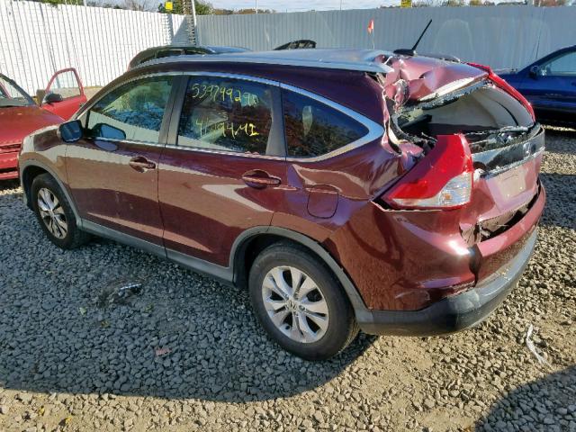 5J6RM4H74EL021339 - 2014 HONDA CR-V EXL BURGUNDY photo 3