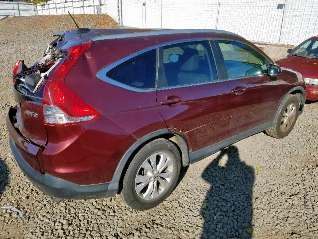 5J6RM4H74EL021339 - 2014 HONDA CR-V EXL BURGUNDY photo 4