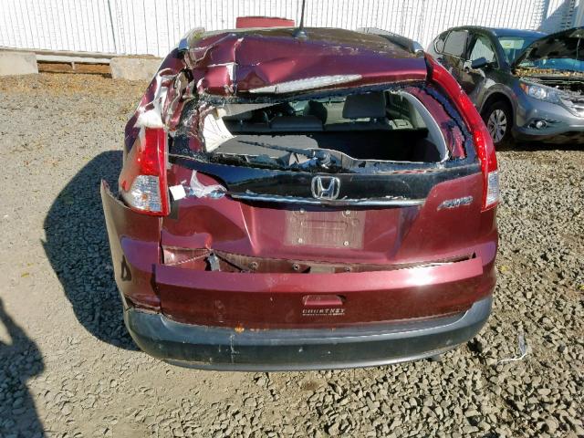 5J6RM4H74EL021339 - 2014 HONDA CR-V EXL BURGUNDY photo 9