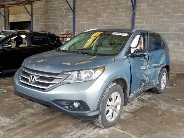 5J6RM4H7XCL061910 - 2012 HONDA CR-V EXL GREEN photo 2