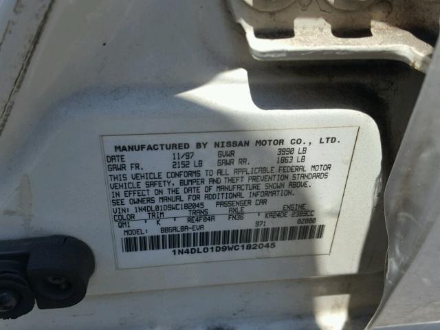 1N4DL01D9WC182045 - 1998 NISSAN ALTIMA XE WHITE photo 10