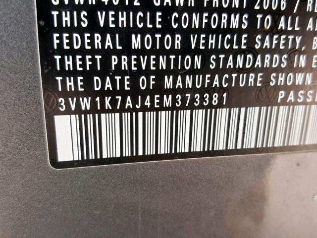 3VW1K7AJ4EM373381 - 2014 VOLKSWAGEN JETTA BASE Մոխրագույն լուսանկար 10