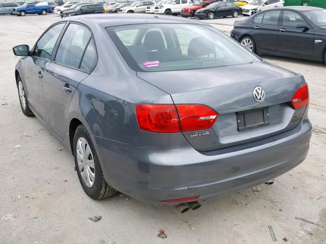 3VW1K7AJ4EM373381 - 2014 VOLKSWAGEN JETTA BASE Մոխրագույն լուսանկար 3