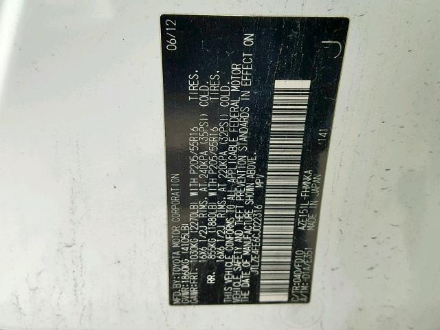 JTLZE4FE6CJ022316 - 2012 TOYOTA SCION XB Ağ foto 10