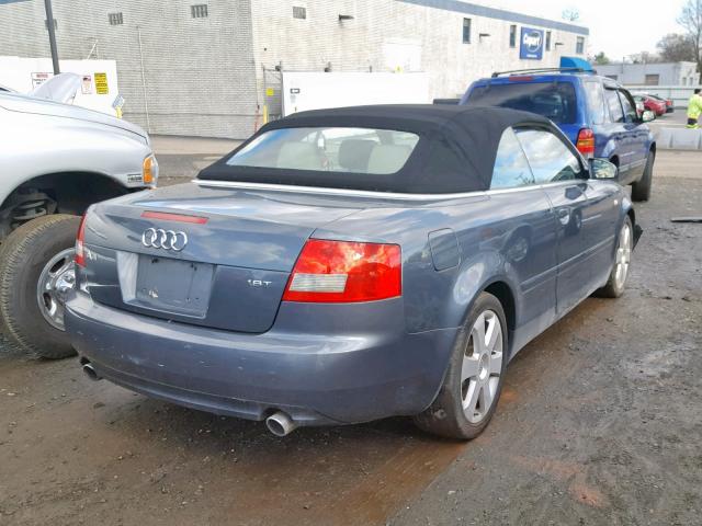 WAUAC48H43K021310 - 2003 AUDI A4 1.8 CAB GRAY photo 4