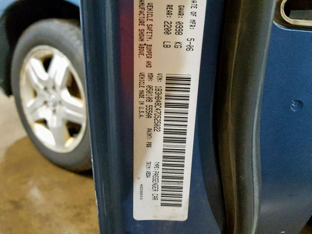 1B3HB48C47D525022 - 2007 DODGE CALIBER SX BLUE photo 10