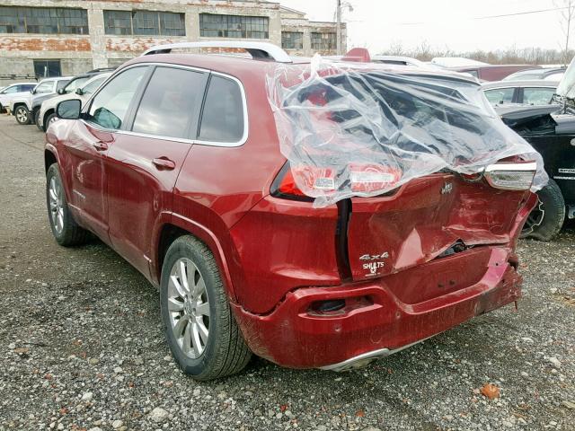 1C4PJMJS8HW589438 - 2017 JEEP CHEROKEE O RED photo 3