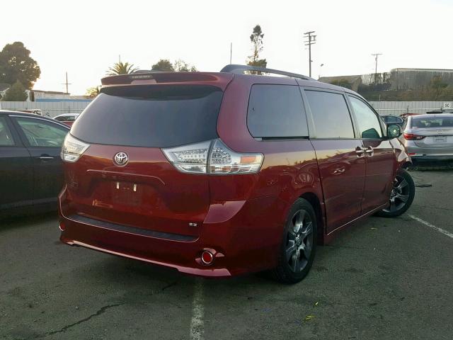 5TDXK3DC8GS758920 - 2016 TOYOTA SIENNA SE RED photo 4