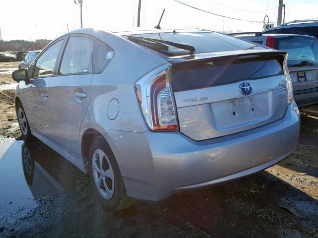 JTDKN3DU8E0381466 - 2014 TOYOTA PRIUS SILVER photo 3