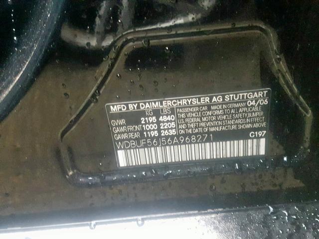 WDBUF56J56A968271 - 2006 MERCEDES-BENZ E 350 BLACK photo 10