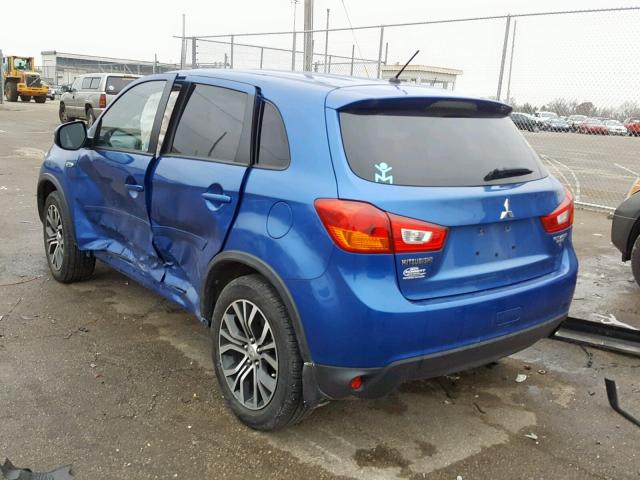 JA4AP3AU0GZ041389 - 2016 MITSUBISHI OUTLANDER BLUE photo 3