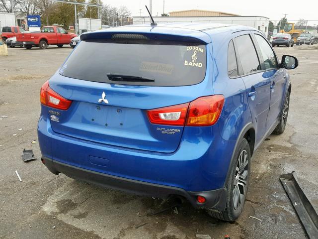 JA4AP3AU0GZ041389 - 2016 MITSUBISHI OUTLANDER BLUE photo 4