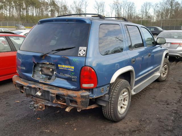 1D4HS58Z93F606916 - 2003 DODGE DURANGO SL BLUE photo 4