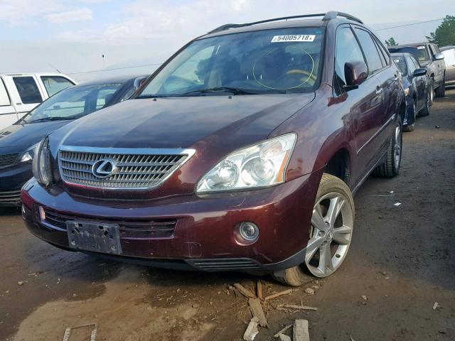 JTJHW31U682046269 - 2008 LEXUS RX 400H MAROON photo 2