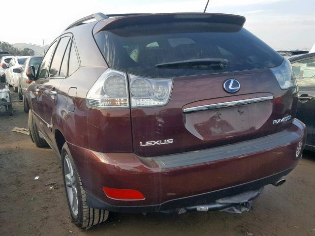 JTJHW31U682046269 - 2008 LEXUS RX 400H MAROON photo 3