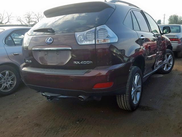 JTJHW31U682046269 - 2008 LEXUS RX 400H MAROON photo 4