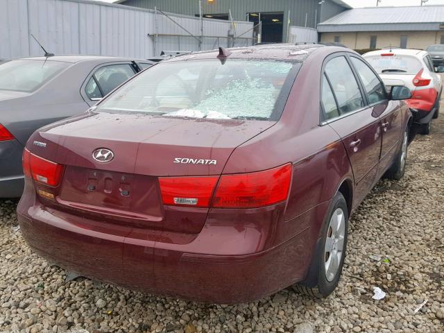 5NPET46C89H491066 - 2009 HYUNDAI SONATA GLS BURGUNDY photo 4