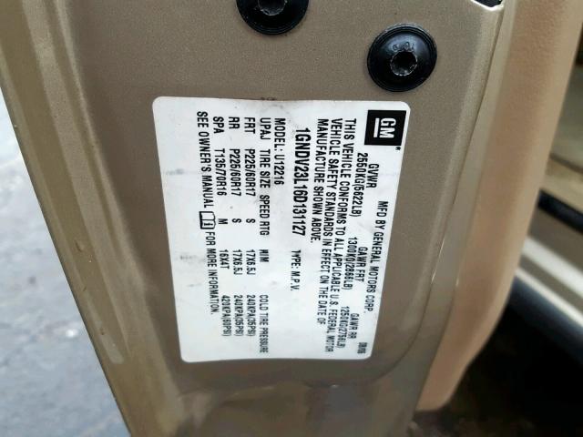 1GNDV23L16D131127 - 2006 CHEVROLET UPLANDER L Qızıl foto 10