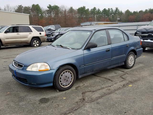 1HGEJ6621VL003530 - 1997 HONDA CIVIC DX BLUE photo 2