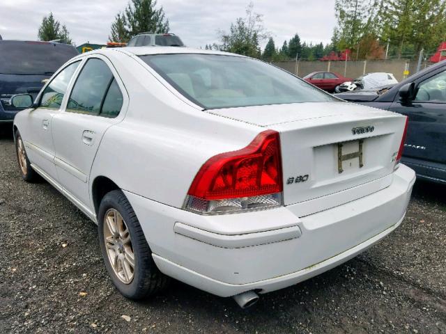 YV1RH592472613331 - 2007 VOLVO S60 2.5T WHITE photo 3