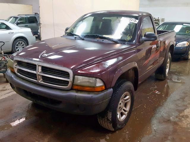 1D7GG16K64S559996 - 2004 DODGE DAKOTA SXT MAROON photo 2