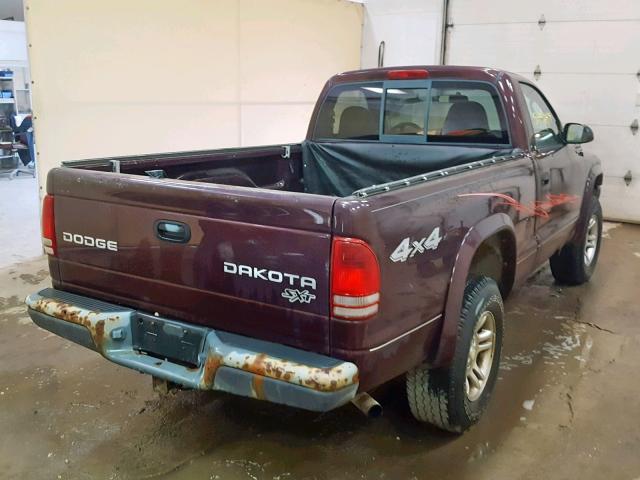 1D7GG16K64S559996 - 2004 DODGE DAKOTA SXT MAROON photo 4