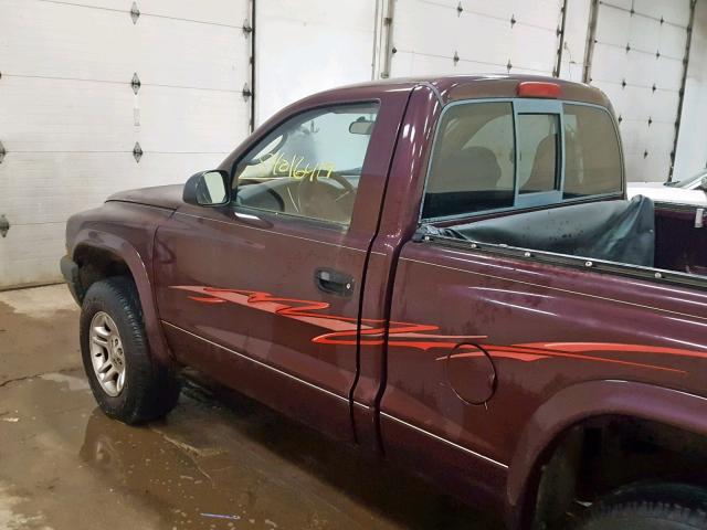 1D7GG16K64S559996 - 2004 DODGE DAKOTA SXT MAROON photo 9