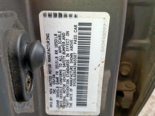 5Y2SL62834Z465587 - 2004 PONTIAC VIBE BEIGE photo 10