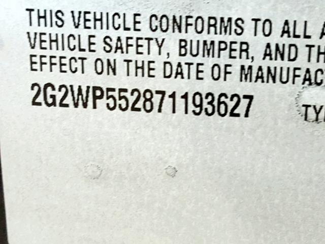 2G2WP552871193627 - 2007 PONTIAC GRAND PRIX BLACK photo 10