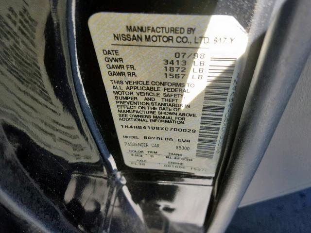 1N4AB41D8XC700029 - 1999 NISSAN SENTRA BAS BLACK photo 10