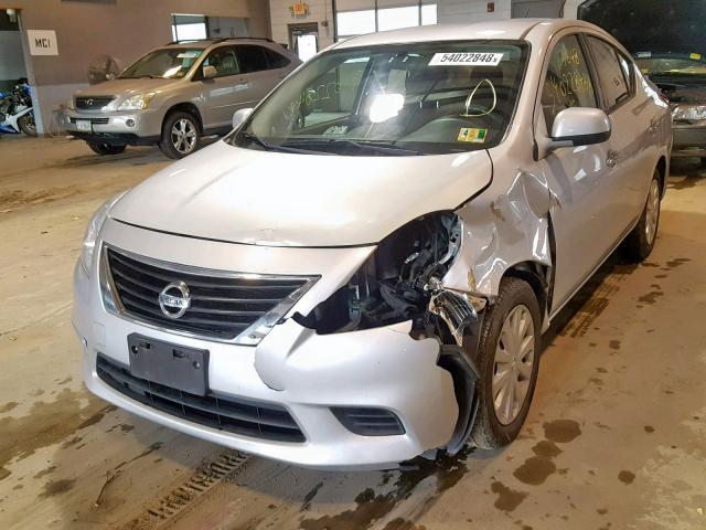 3N1CN7AP3EL864718 - 2014 NISSAN VERSA SV SILVER photo 2