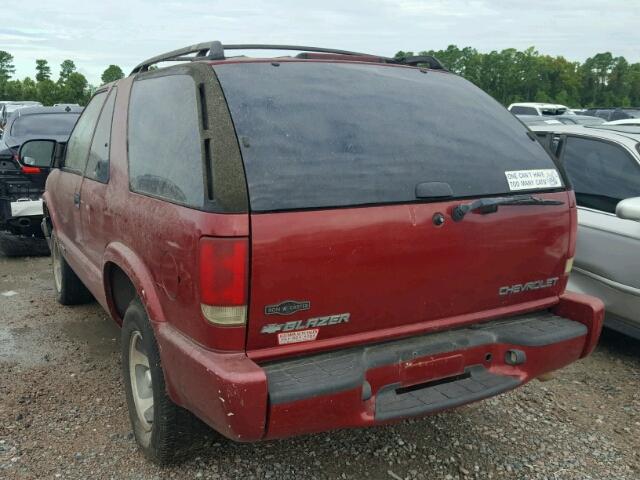 1GNCS18W4YK135026 - 2000 CHEVROLET BLAZER BURGUNDY photo 3